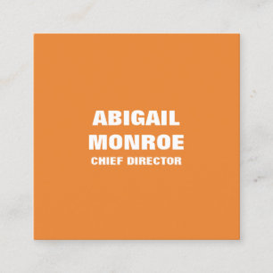 Carte De Visite Carré Blanc orange professionnel minimaliste simple