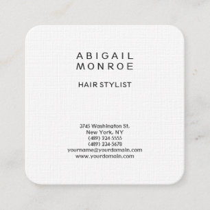 Carte De Visite Carré Blanc simple professionnel minimaliste moderne de