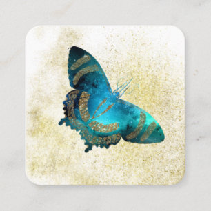 Carte De Visite Carré *~* Bleu Aqua Parties scintillant Or Beurre Or Dor