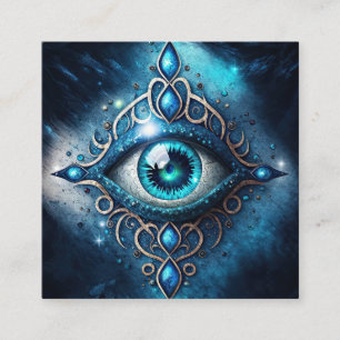 Carte De Visite Carré Bleu Bleu Bleu Tous Voir les yeux Illuminati