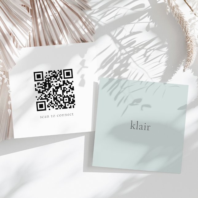 Carte De Visite Carré Bleu clair | Nom et code QR ultra minimaux (Créateur téléchargé)