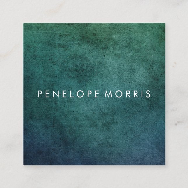 Carte De Visite Carré Bleu et vert Liste de Styliste de Beauté Abstraite (Devant)