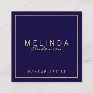 Carte De Visite Carré Bleu marine et or modernes simples professionnels