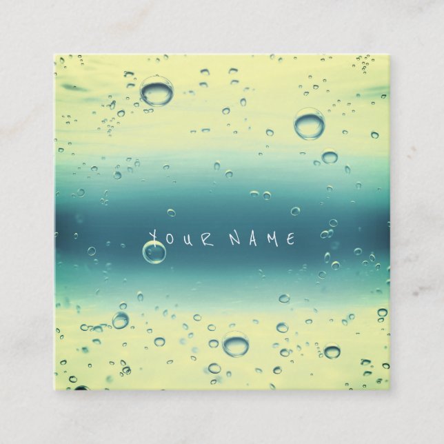 Carte De Visite Carré Bleu Tiffany Peinture Jaune Aquarelle Ocean Balls (Devant)
