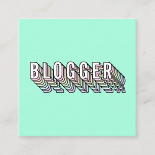 Carte De Visite Carré Blogger de typographie en 3D vert menthe