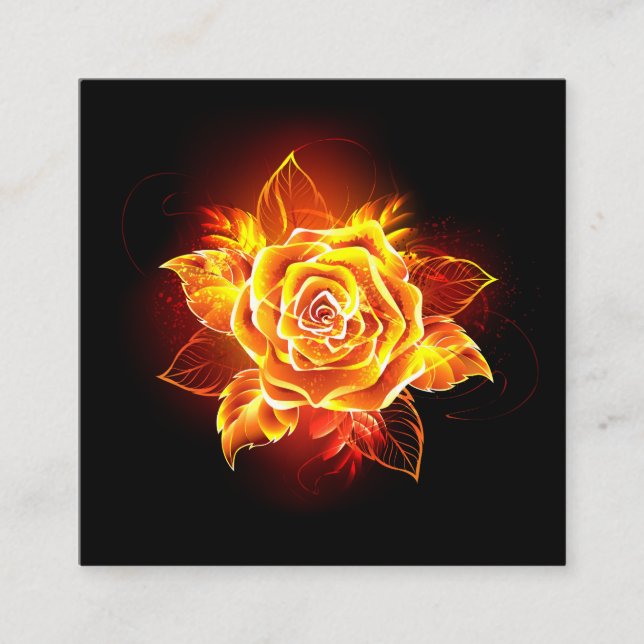 Carte De Visite Carré Blooming Fire Rose (Devant)