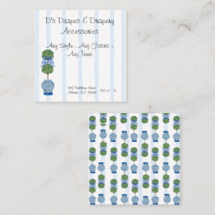 Carte De Visite Carré Blue Chinoiserie Ginger Jar Jars Topiary