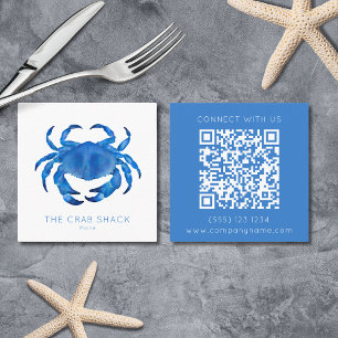 Carte De Visite Carré Blue Crab Seafood Restaurant Code QR