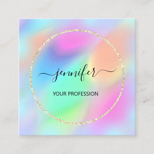 Carte De Visite Carré Blue Gold Holograph Professional Maquillage Beauti (Devant)
