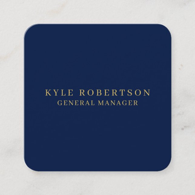 Carte De Visite Carré Blue Gold Professional Nom personnel tendance (Devant)
