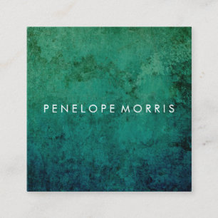 Carte De Visite Carré Blue Green Abstraite Beauty Stylist  