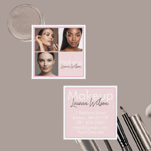 Carte De Visite Carré Blush Rose Coiffure, Maquillage & Salon de Beauté 