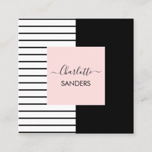 Carte De Visite Carré Blush rose noir blanc élégant carré affaires ca