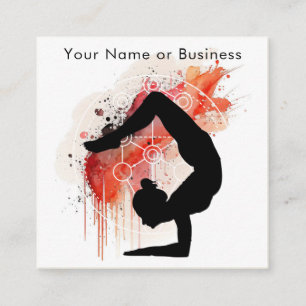 Carte De Visite Carré Boho Ardent Yoga Arbre de Vie Géométrie Sacrée