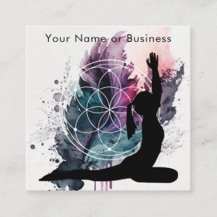 Carte De Visite Carré Boho Arural Méditation Yoga Géométrie Sacrée