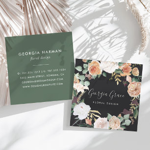 Carte De Visite Carré Boho Blooms aquarelle Floral