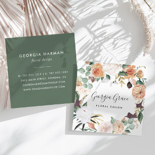 Carte De Visite Carré Boho Blooms aquarelle Floral