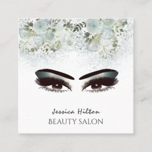 Carte De Visite Carré Boho chic élégant aquarelle yeux de maquillage flo