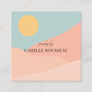 Carte De Visite Carré Boho Desert Sunrise Mountains Bijoux artisanaux