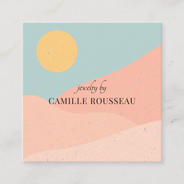 Carte De Visite Carré Boho Desert Sunrise Mountains Bijoux artisanaux (Devant)