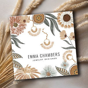 Carte De Visite Carré Boho Jewelry Designer Tropical Floral