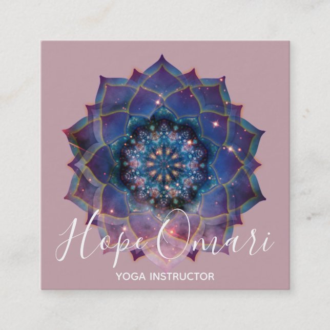 Carte De Visite Carré Boho Nebula Bloom | Conception de Mandala (Devant)