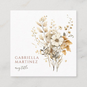 Carte De Visite Carré Boho Watercolor Floral