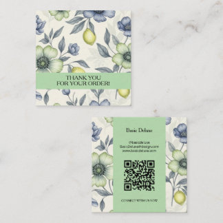 Carte De Visite Carré Boho Watercolor Wildflower Thank you card