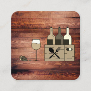 Carte De Visite Carré Bois boîte de vin rustique