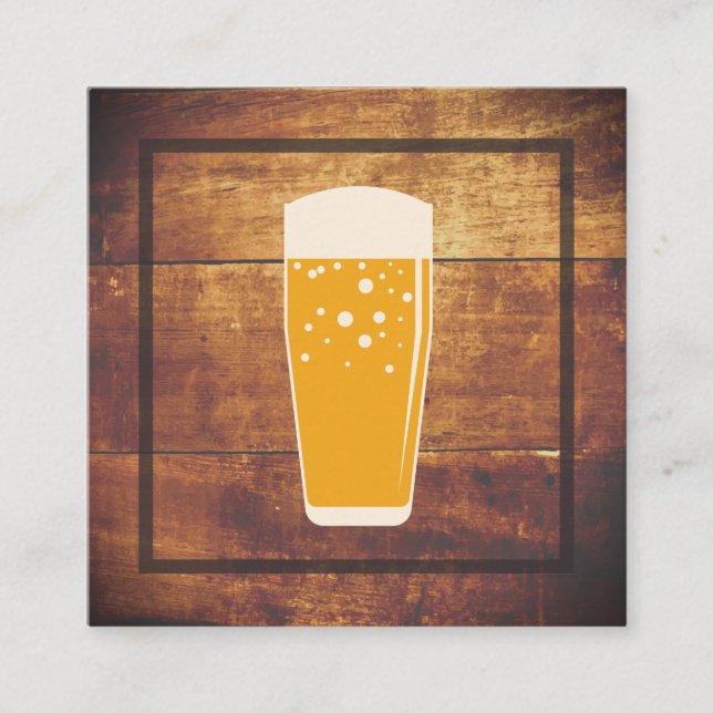 Carte De Visite Carré Bois rustique | Brasserie (Devant)
