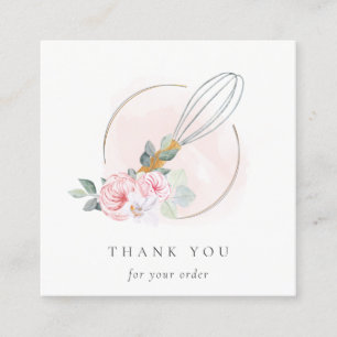 Carte De Visite Carré Bois Whisk Blush Aquarelle Flora Chef Merci