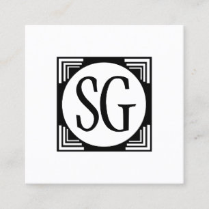 Carte De Visite Carré Boîte circulaire - Initiales