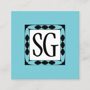 Carte De Visite Carré Boîte Décorative 02 - Initiales - Bleu Œuf de Robi