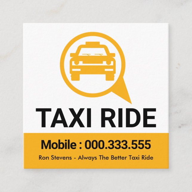 Carte De Visite Carré Boîte vocale de la course de taxi jaune (Devant)
