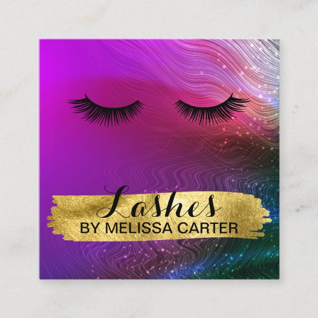Carte De Visite Carré Bokeh Beauty Salon Maquillage Artist Lash Extensio (Devant)