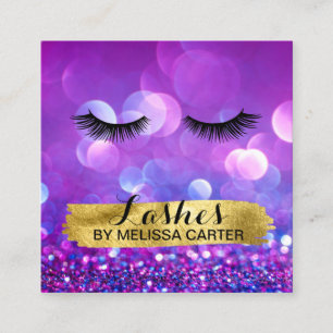 Carte De Visite Carré Bokeh Beauty Salon Maquillage Artist Lash Extensio