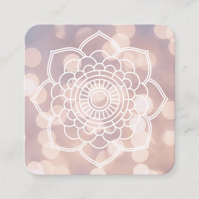 Carte De Visite Carré Bokeh et Mandala (Devant)