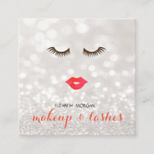 Carte De Visite Carré Bokeh, Lèvres, Lashes, Maquillage