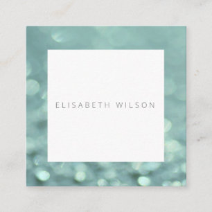 Carte De Visite Carré Bokeh turquoise professionnel et élégant