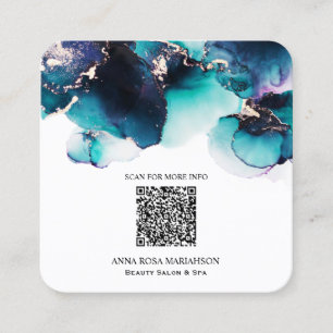 Carte De Visite Carré *~* BOLD TURQUOISE QR CODE Yummy Gold Bold AP29