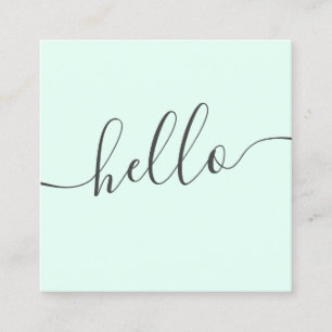 Carte De Visite Carré Bonjour girly élégant gris de menthe simple