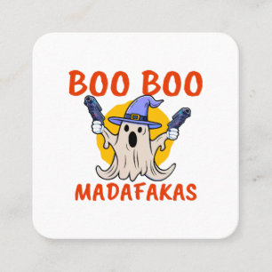 Carte De Visite Carré Boo Boo Madafakas Fantôme Drôle d'Halloween