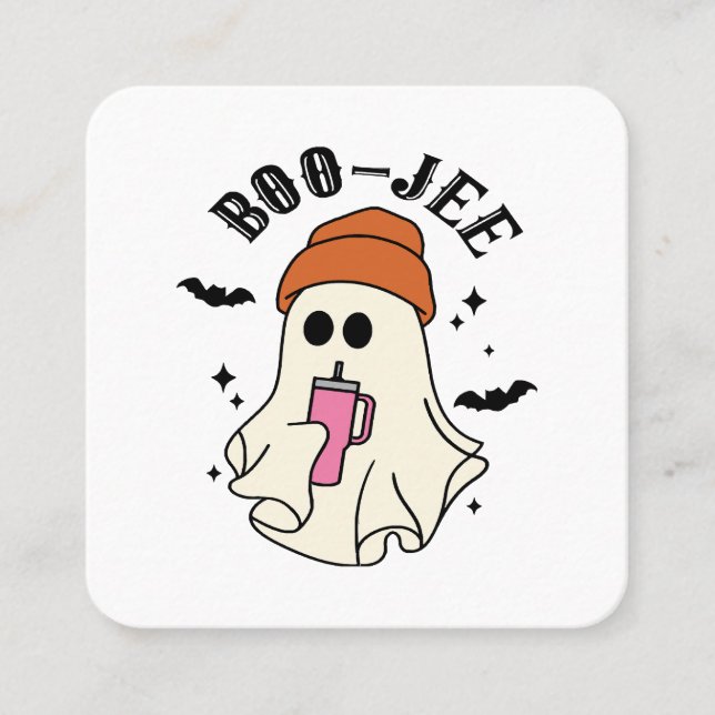 Carte De Visite Carré Boo-Jee drôle Halloween Tumbler Inspiré Fantôme (Devant)