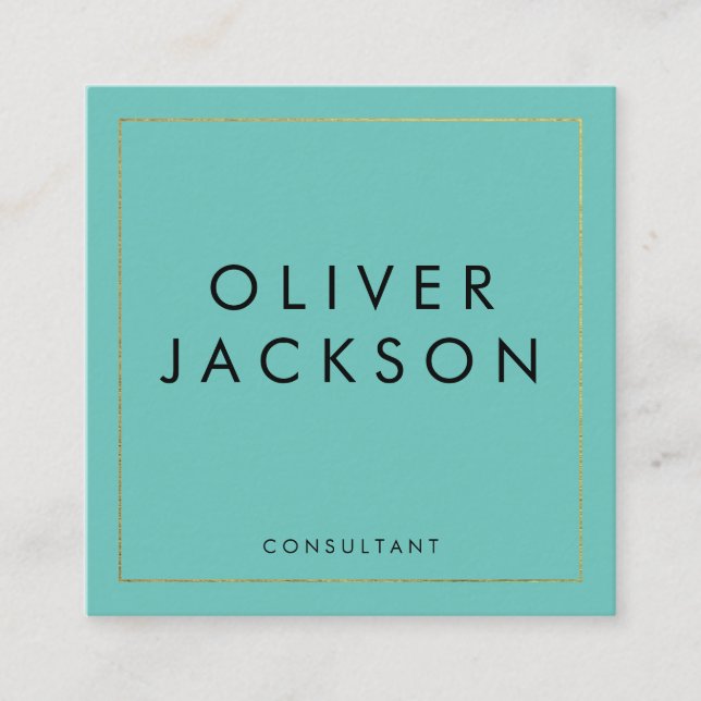 Carte De Visite Carré Bordure d'or minimaliste professionnelle (Devant)