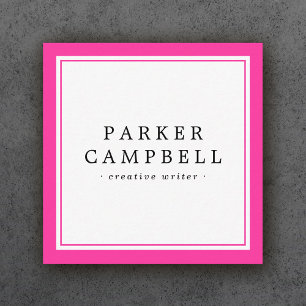 Carte De Visite Carré Bordure rose chaud élégant minimaliste professionn