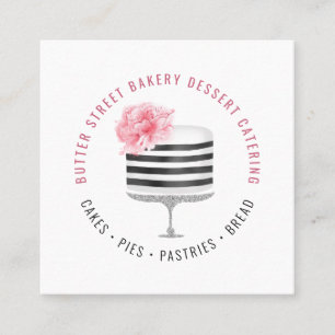 Carte De Visite Carré Boulangerie Baker pâtisserie Chef Aquarelle Floral
