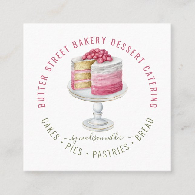 Carte De Visite Carré boulangerie boulangerie pâtisserie chef aquarelle  (Devant)