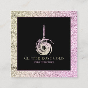 Carte De Visite Carré Boulangerie Chef Whisk Logo Rose Parties scintilla