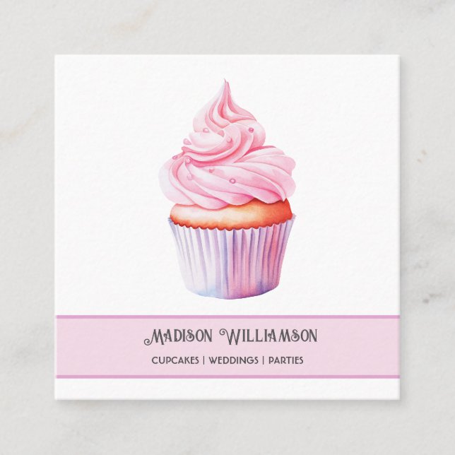 Carte De Visite Carré Boulangerie Cupcake | Baker Chef Restauration OU C (Devant)