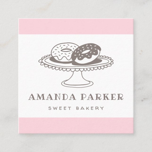 Carte De Visite Carré Boulangerie de charcuterie de beignet à beignets (Devant)